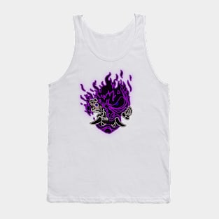 Purple Neon Fire Samurai Skull Tank Top